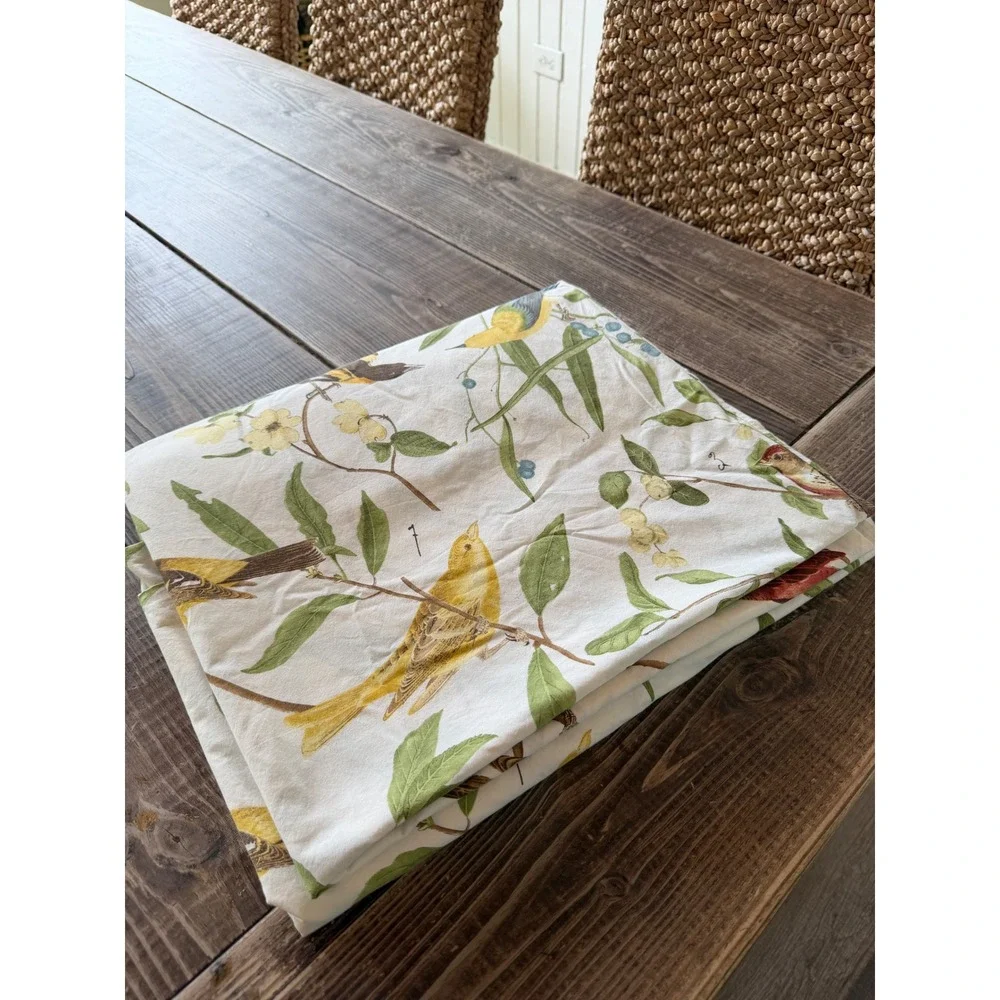 Rare Pottery Barn Vintage Bird Duvet Cover Twin White Ceasarea Sparrow Botanical